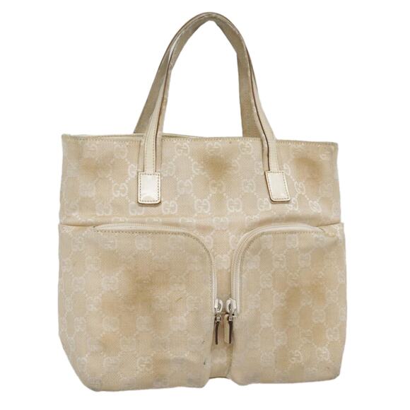 GUCCI GG Canvas Hand Bag Beige Silver 002 002 - Picture 1 of 13